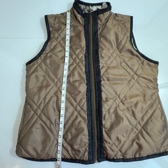 ACTIVOLOGY Reversible Vest Fits L Fur & Leather Trim Boho Luxe Rustic Glam Cozy - Picture 6 of 8